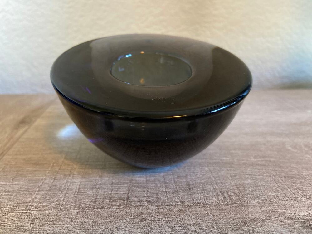 Orrefors Sweden Art Glass Nordic Light Art Delight Votive Holder Smokey Gray